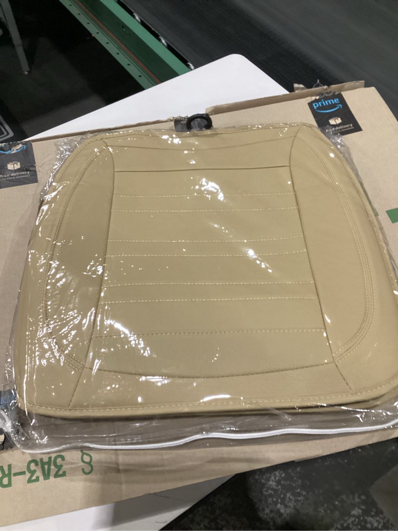 Condition photo showing New/Like New for Motor Trend Seat Covers for Cars Trucks SUV, Faux Leather Beige Padded Seat Covers with Storage Pockets, Premium Interior Car Seat Cover, 2 x Front Seat Covers Tan Beige Front Seats