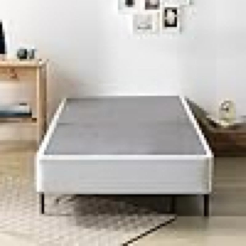 zinus no assembly metal box spring, 7.5 inch white mattress foundation, sturdy metal structure, twin