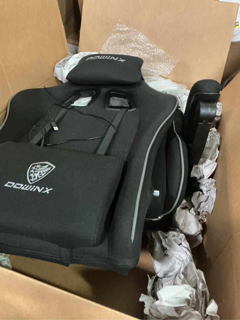 Condition photo showing As Is for dowinx gaming chair fabric big and tall with pocket spring cushion, massage game chair cloth with headrest, ergonomic computer chair with footrest 350lbs, black