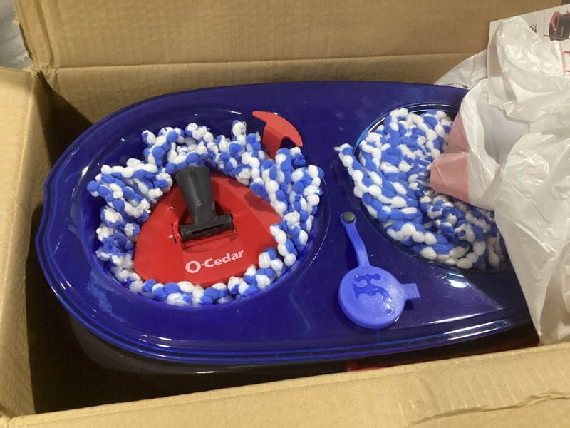 Condition photo showing Good Condition for O-Cedar EasyWring RinseClean Microfiber Spin Mop & Bucket Floor Cleaning System with 3 Extra Refills, Plastic, Grey Rinseclean Spin Mop & Bucket + 3 Extra Refills Cleaning System