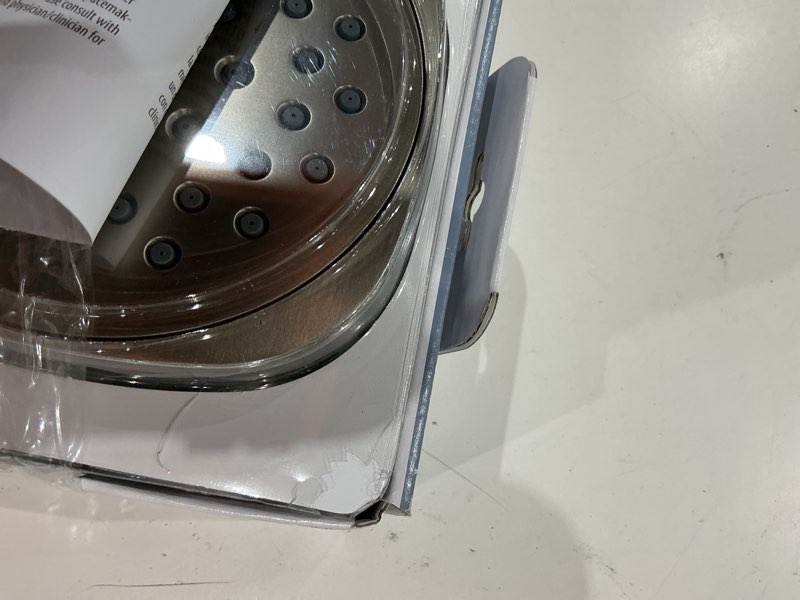 Condition photo showing As Is for verso square magnetix 8-spray patterns wall mount handheld shower head with 1.75 gpm 5 in. in spot resist brushed nickel