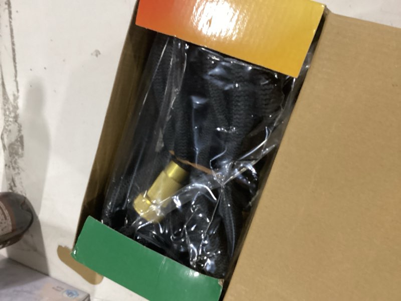 Condition photo showing As Is for flexi hose expandable garden hose with 8 function nozzle, 50ft - lightweight retractable garden hose, water hose - no-kink flexibility, 3/4 inch solid brass fittings and double latex core 50ft black