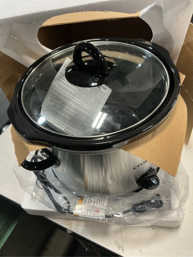 Condition photo showing Good Condition for Crock-Pot Small 3 Quart Round Manual Slow Cooker, Stainless Steel and Black (SCR300-SS)