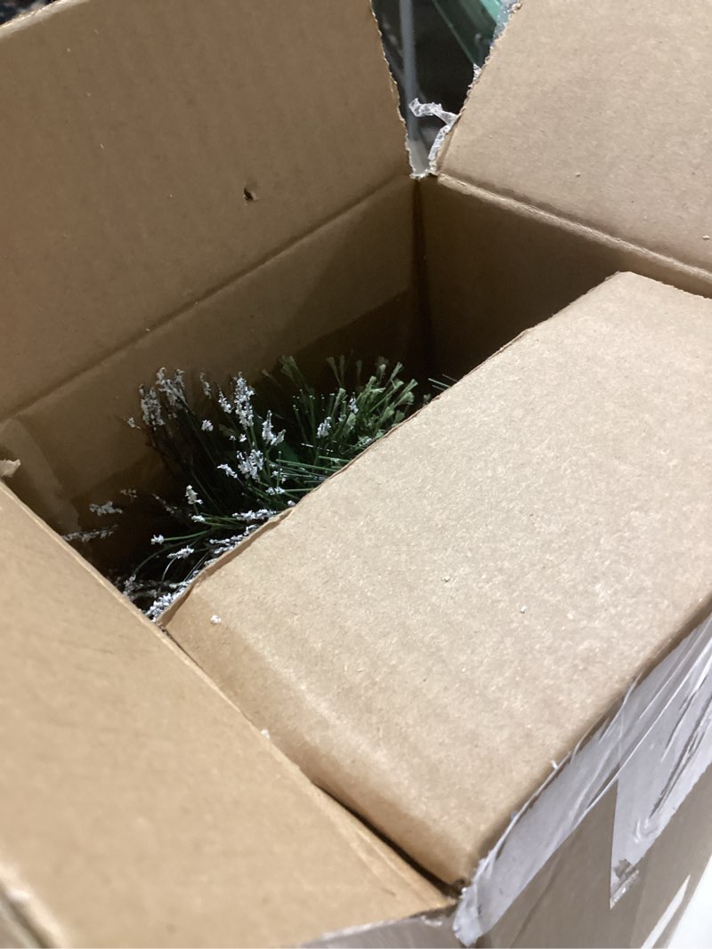 Condition photo showing Good Condition for 2 ft Mini Christmas Trees with 25 F5 LED Lights, 24" Decorated Burlap Artificial Tabletop Christmas Trees Home Party Decoration for Kitchen Dining Room Window Green White