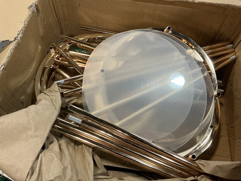 Condition photo showing As Is for 3pcs cylinder pedestal stands for parties, gold metal plant round cylinder stands for party flowers, display columns pedestal stand cylinder tables for vases birthday party backdrop decorations