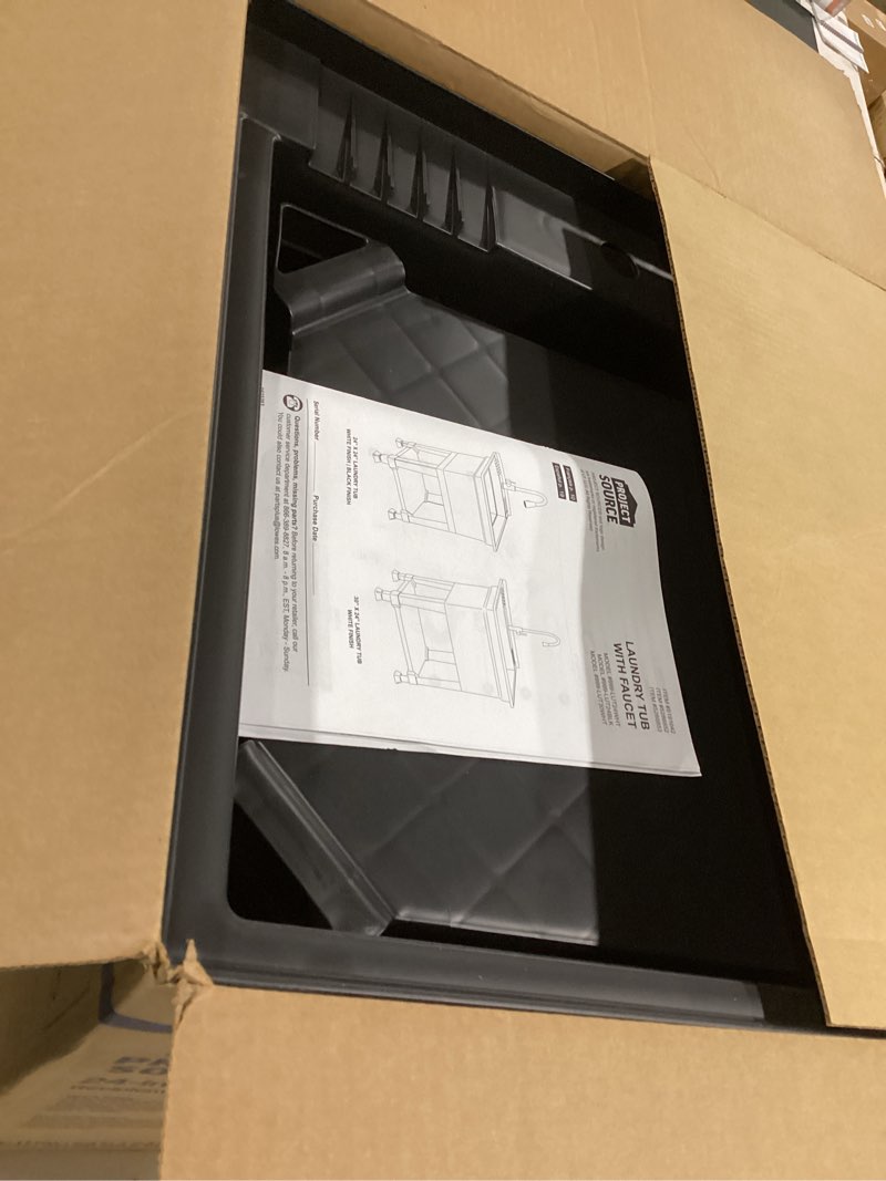 Condition photo showing Good Condition for USA-Made Plastic Freestanding 24 in x 24-Inch UtilityTub Heavy Duty Compact Utility Sink Ideal for Workshop, Laundry Room, Garage, Greenhouse, Pet Wash Station (Black)