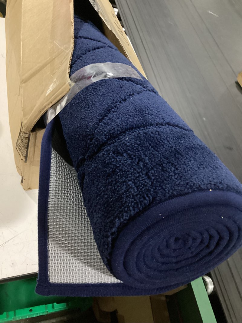 Condition photo showing Good Condition for beqhause dirt trapper door mat 32" x 72", doormat non-slip entryway rugs washable, dog door mat stain resistant and absorbent welcome floor mat for front back door, mud wet shoes & paws, navy blue navy blue 32" x 72" (rectangular)
