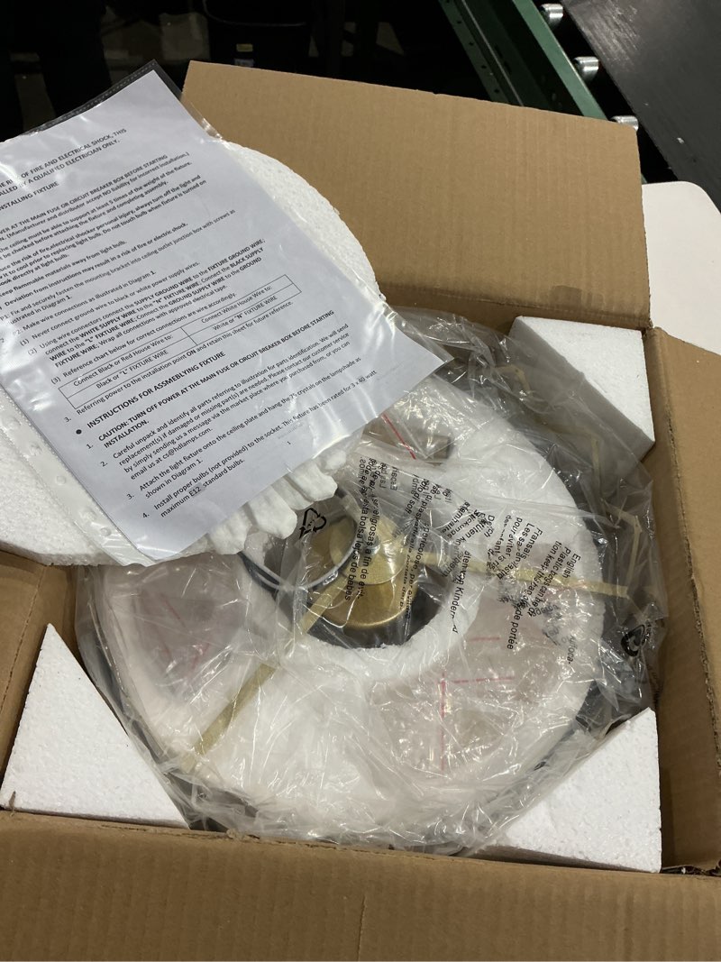 Condition photo showing Good Condition for wuzups crystal chandelier 3-light semi-flushmount ceiling light modern lighting fixture for bedroom storageroom hallway bar kitchen dinning living room bathroom, 13.4" wide 11" high, gold, e12 base ceiling light, 13.4" wide 11" high gold