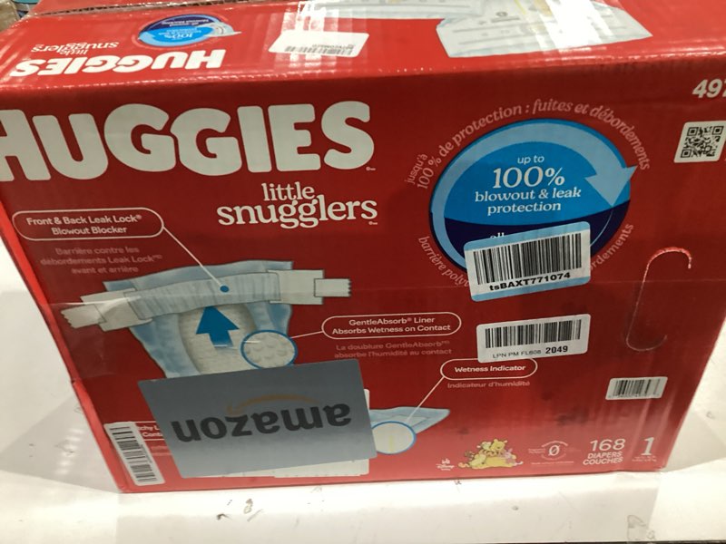 Condition photo showing New/Like New for huggies size 1 diapers, little snugglers baby diapers, size 1 (8-14 lbs), 168 count, packaging may vary size 1 168