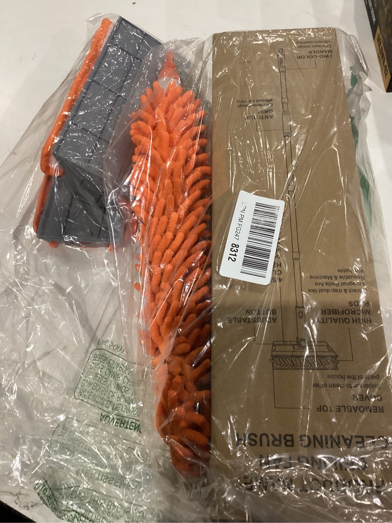 Condition photo showing As Is for Ceiling Fan Cleaner Kit with 77" Extension Pole, Reusable Chenille Brush for Fan Blades (Up to 8in), Cobwebs, Walls, and Furniture (Orange)