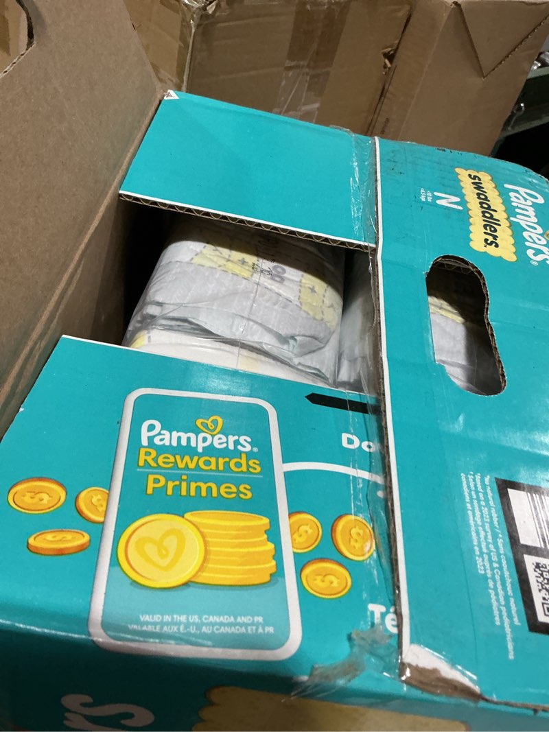 Condition photo showing New/Like New for pampers swaddlers diapers, size 0 (up to 10 lbs), 84 count, absorbent, keeps baby dry and comfortable, skin safe disposable baby diaper (packaging may vary) newborn 84
