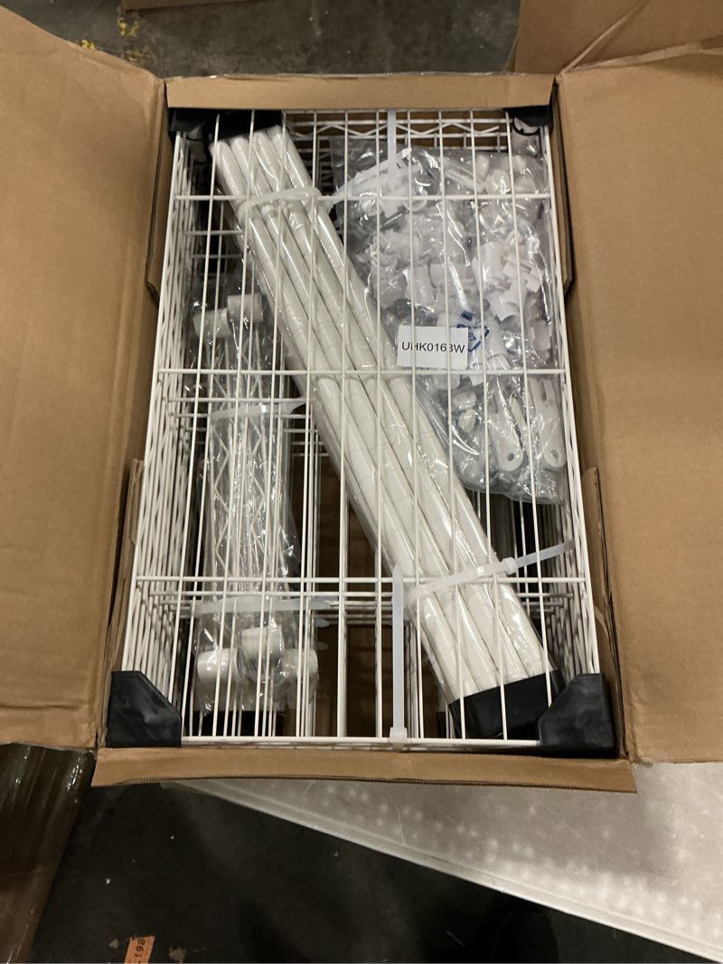 Condition photo showing New/Like New for ulif e1 heavy duty closet garment rack, 6 tiers adjustable metal freestanding expandable clothing storage with 4 hanger rods, easy to assemble wardrobe, 71.4" h x (70" - 88.2") l x 14" d, white