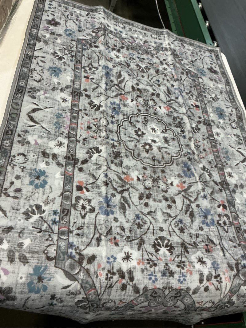 Condition photo showing Good Condition for vasofe 2x3 rug for bedroom, small rugs for entryway kitchen, front door mat | non-slip washable carpet soft low pile vintage floral grey mat bathroom mats for indoor entrance dorm grey 2' x 3' (rectangular)