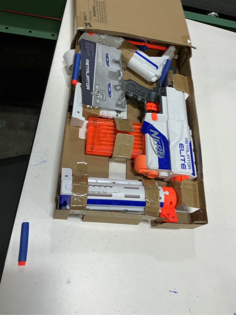 Condition photo showing New/Like New for NERF N-Strike Elite Retaliator Blaster, Stock, Grip, Barrel, 12-Clip, 12 Darts, Outdoor Toys for Kids 8+ (Amazon Exclusive)