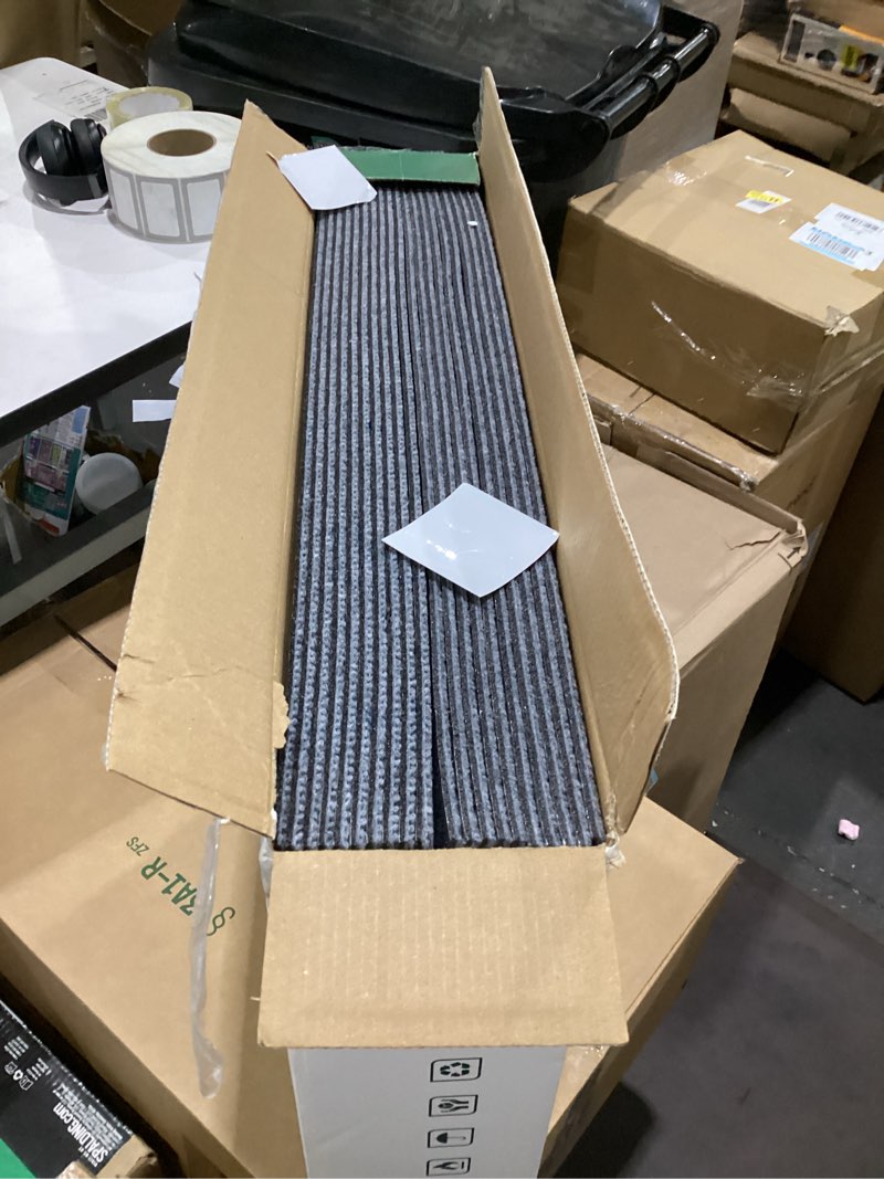 Condition photo showing New/Like New for vallisco carpet tile 20 pack 24” x 24” self adhesive carpet floor tiles anti-slip squares peel and stick floor tile diy installation for bedroom(light grey) 20 light gray