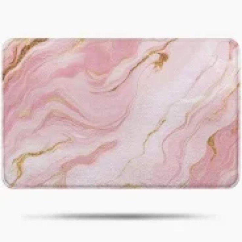 Pink Alley Marble Bathroom Rug (17" - 43" in) | High Absorbent Bathroom Rug with Golden Penh - Quick