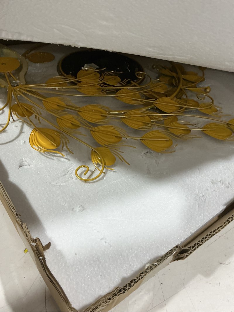 Condition photo showing As Is for large peacock wall clock 27.6..om decor (27.627 6inch, yellow)