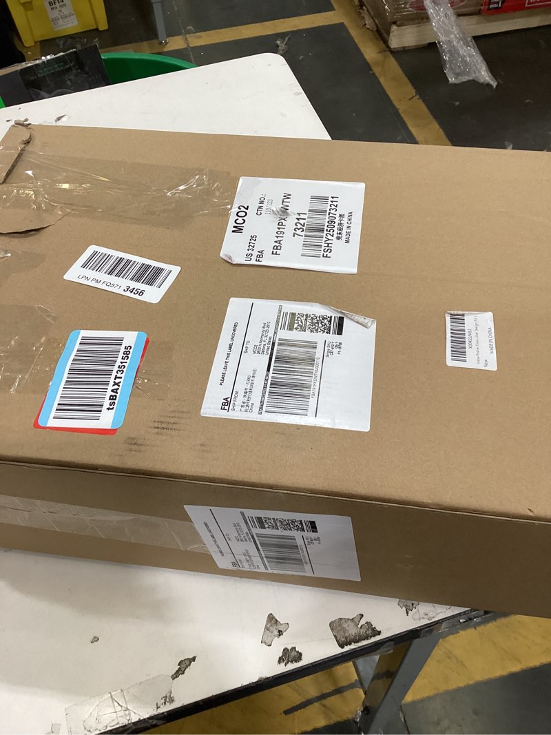 Condition photo showing As Is for Snow Pusher Shovel for Driveway, Wide Snow Shovel for Car Garage, Sidewalks and Doorways, Professional Snow Pusher with Ergonomic D-Grip Handle Aluminum Strip, Orange