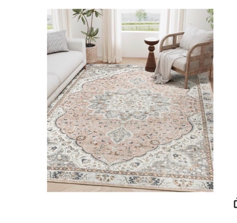 befbee 6x9 area rugs for living room - stain resistant machine washable rugs for bedroom,non-slip backing large area rug (peach/gray, 6'x9')
