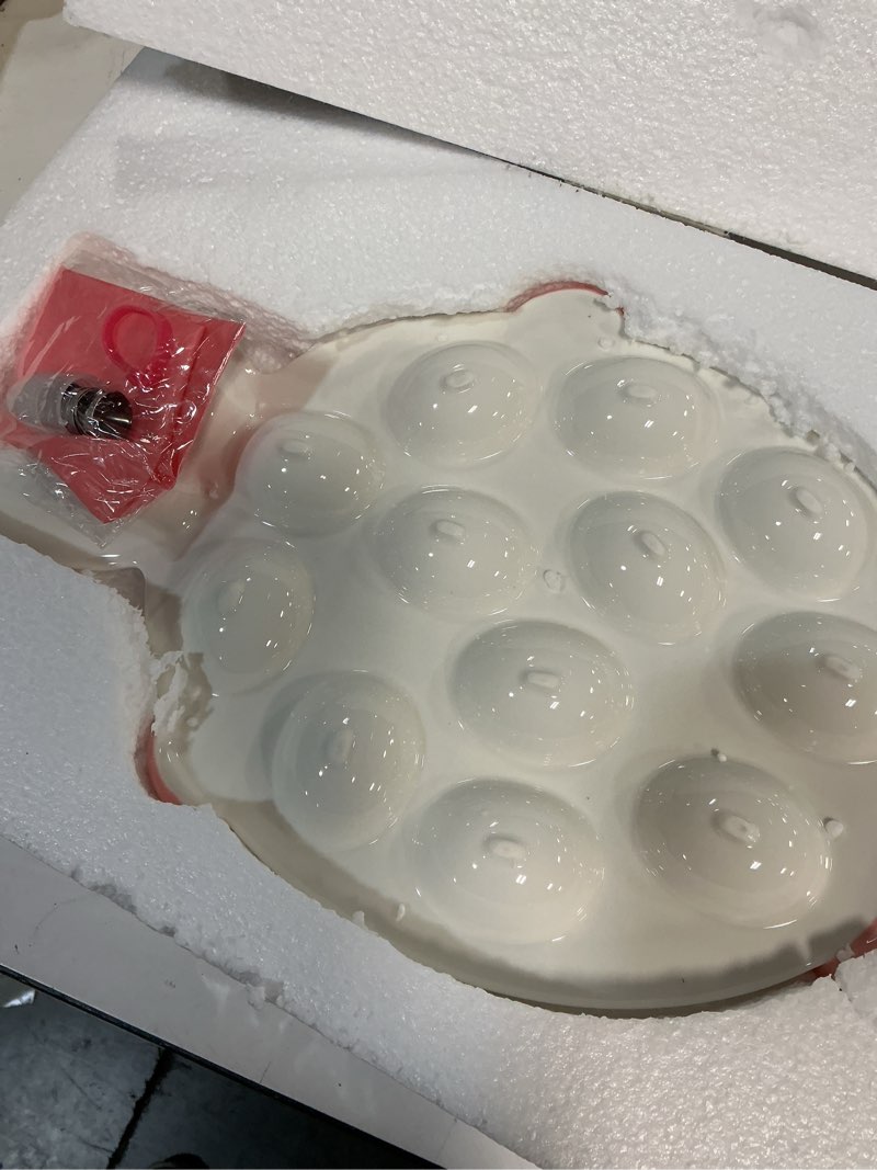 Condition photo showing New/Like New for AceList Ceramic Deviled Egg Platter with 12 Slots, Cute Thanksgiving Serving Tray for Appetizers, Holiday Table Decor, Includes Piping Tools for Easy Filling