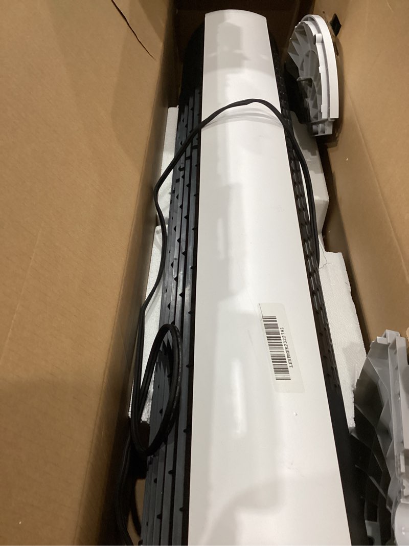 Condition photo showing As Is for dreo tower fan and heater combo, 29.2ft/s standing fans for bedroom, 17 levels, 6 modes, 120° oscillation, 42 inch, 12h timer, 25db quiet, with remote, for office, large room, white