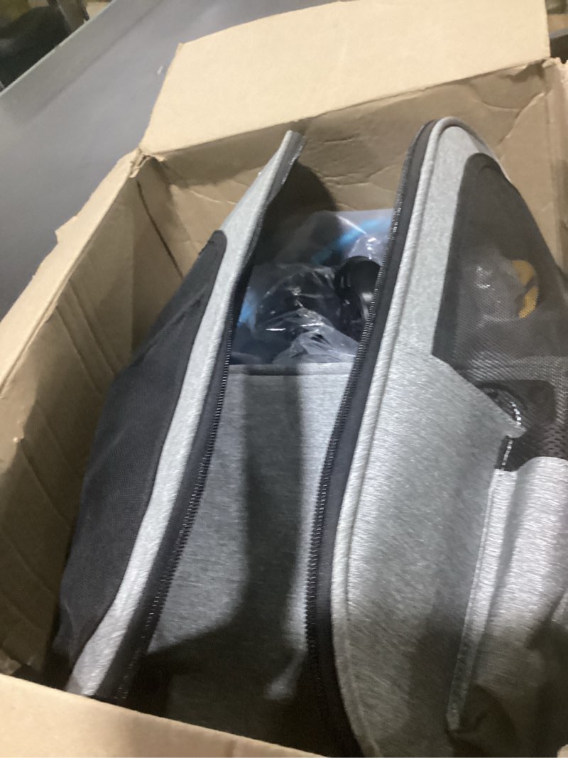 Condition photo showing As Is for petsfit 17" x 11" x 11" airline-approved expandable pet carrier, 2x square expansion reduces pet anxiety, escape-proof self-locking zippers, 5 easy-access entrances, for cats & small dogs up to 15 lbs 17.0"l x 11.0"w x 11.0"h gray