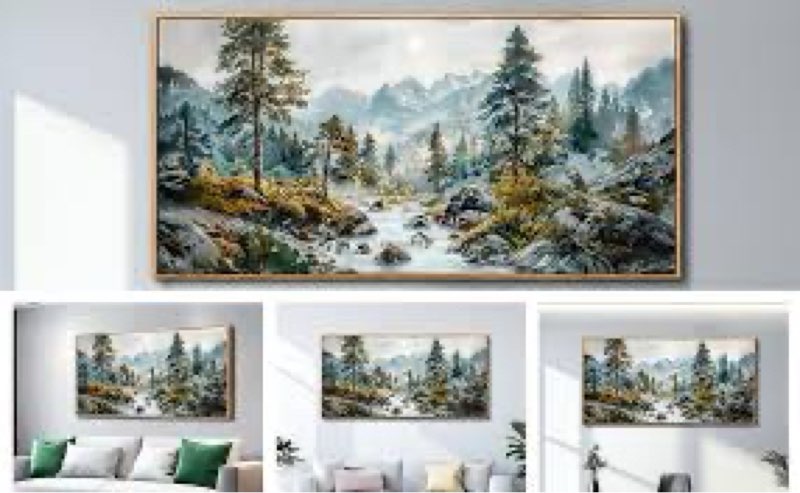 ERQINHUA Large Wall Decor For Bedroom Canvas Wall Art For Living Room Office Decorations Forest Tree Paintings Rivulet View