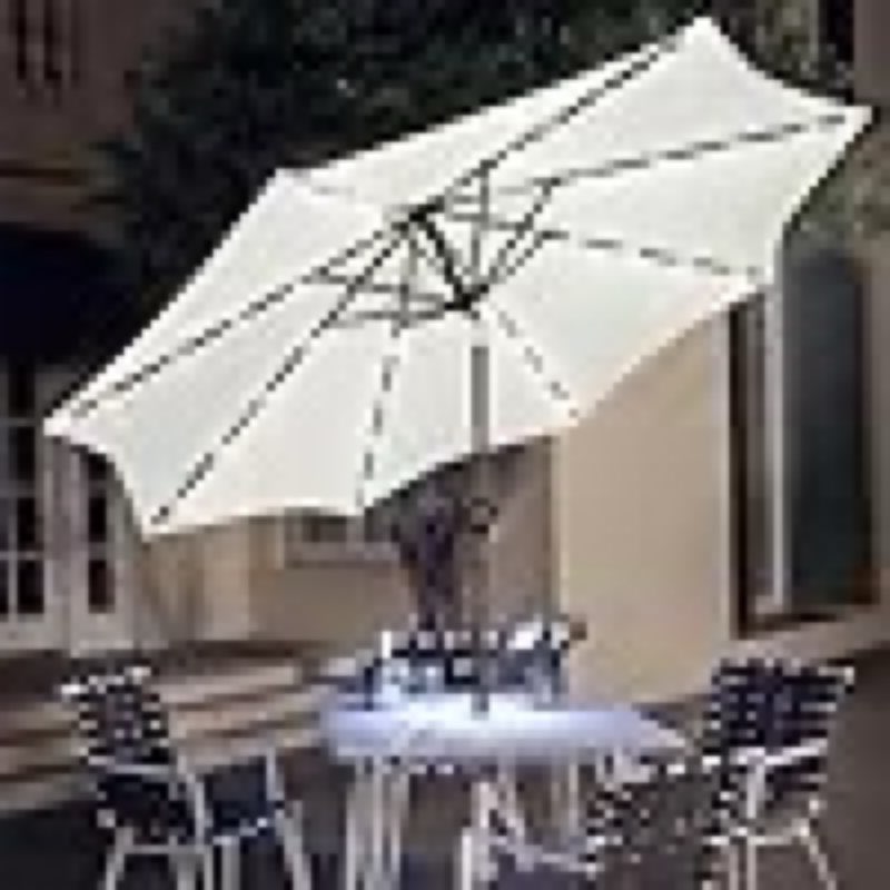 Blissun  Solar UmbrellLighted Patio Umbrella, Table Market Umbrella, Outdoor Umbrella for Garden, Deck, Backyard, Pool and Beach (Creamy White)