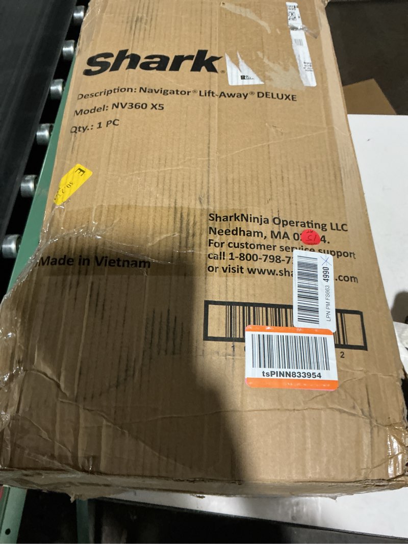 Condition photo showing As Is for shark hv322 rocket pet plus corded stick vacuum with led headlights, xl dust cup, lightweight, perfect for pet hair pickup, converts to a hand vacuum, with (2) pet attachments, bordeaux/silver rocket deluxe w/ headlights