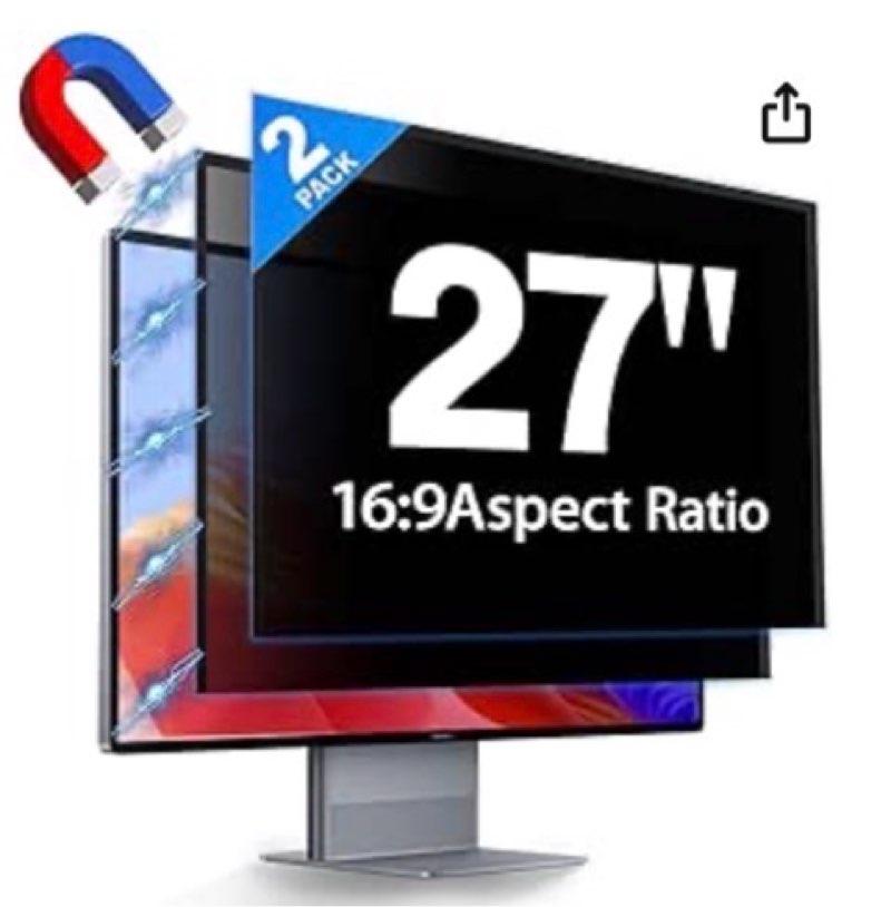 JEAPKA 2 Pack Hidden Design Magnetic Computer Privacy Screen 24 inch, Removable Screen Filter for Fr