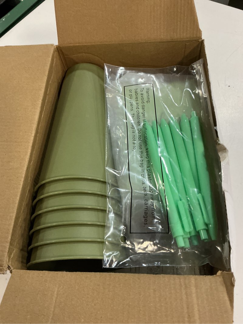 Condition photo showing New/Like New for nuogo 6 sets new parent shower prizes for player winners adults include plastic tumbler notebook scented candles ballpoint pen gift bag, party player winner gifts (green color,classic style) 6 green color classic style