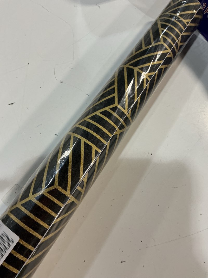 Condition photo showing New/Like New for 17.72"x393" black and gold wallpaper upgraded peel and stick wallpaper self adhesive contact paper for cabinets removable wall paper for bedroom living room wall room decor vinyl roll 17.7" x 393" black and gold