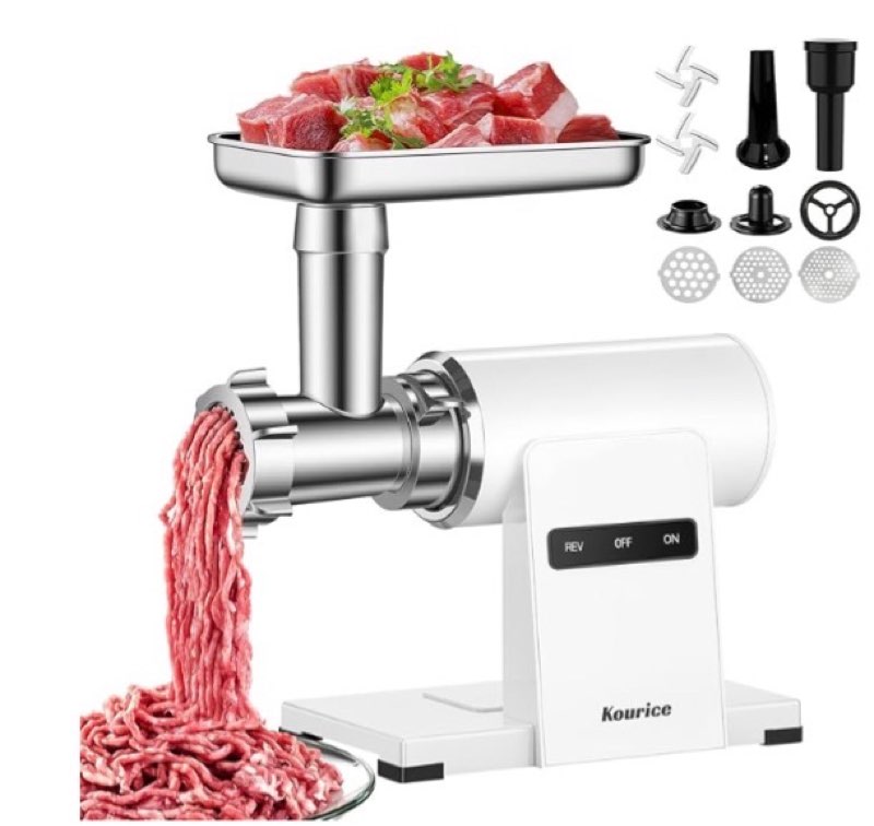  Meat Grinder, Electric Meat Grinder with Sausage Stuffer Maker & Kubbe Kit, Metal-Body Meat Mincer with 3 Stainless Steel Grinding Plates & 2 Blades for Home Kitchen Using