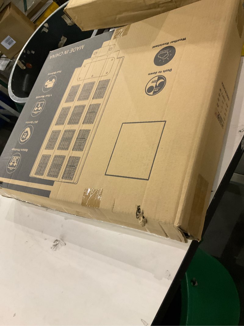 Condition photo showing As Is for loyoele Solar Street Light 8000W Outdoor Waterproof, Solar Outdoor LED Street Light 120000 Lumens 7000K Dusk to Dawn, LED Wide Angle Lamp with Motion Sensor, for Parking Lot, Yard 1-Pack Black 8000W-1Pack