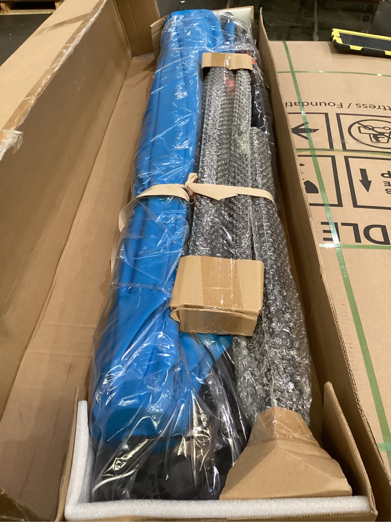 Condition photo showing New/Like New for wikiwiki 10ft solar led offset hanging market cantilever patio umbrella for backyard, poolside, lawn and garden, easy tilt adjustment, polyester shade & cross base, royal blue