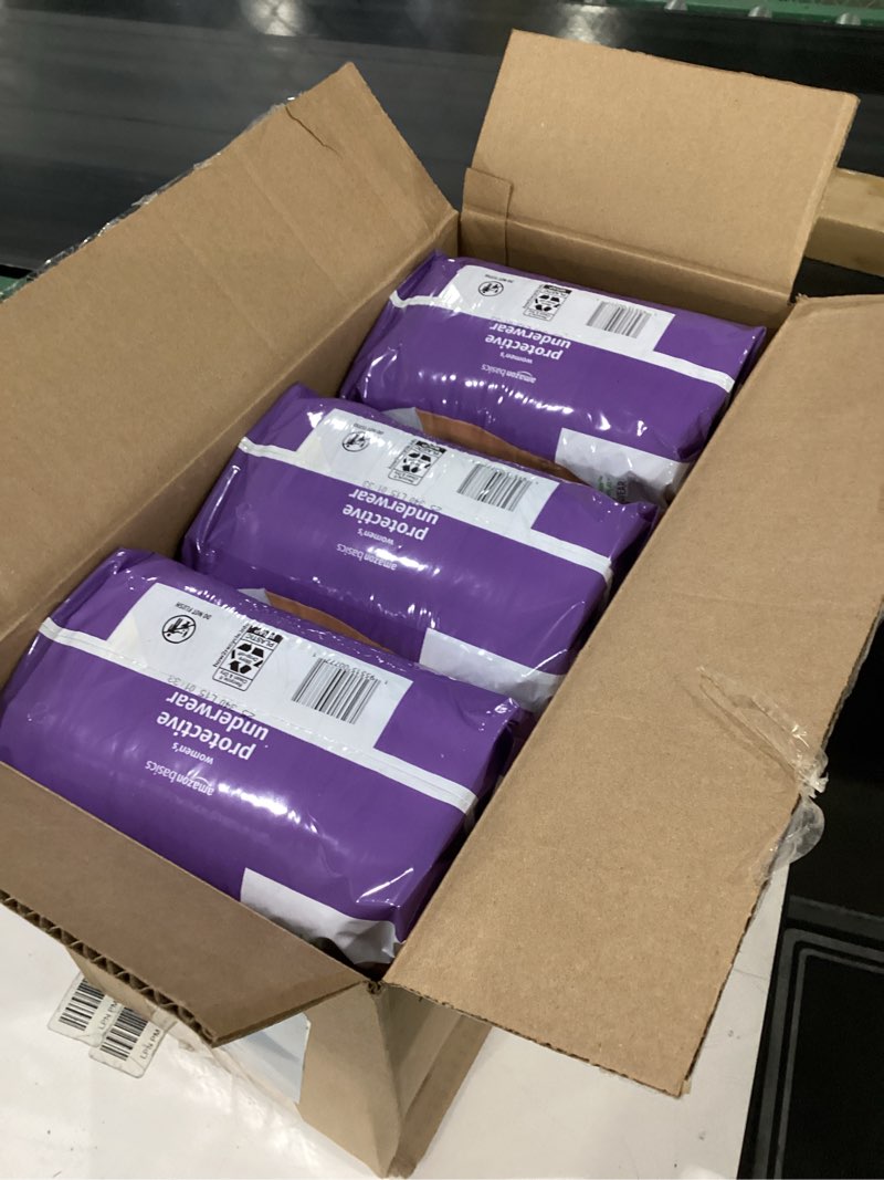 Condition photo showing New/Like New for Amazon Basics Postpartum Incontinence Underwear for Women, Maximum Absorbency, Fresh Protection, Leak Protection, Odor Guard, Soft Comfortable Fit, Disposable, X-Large, Lavender, 16 Count X-Large 16.0