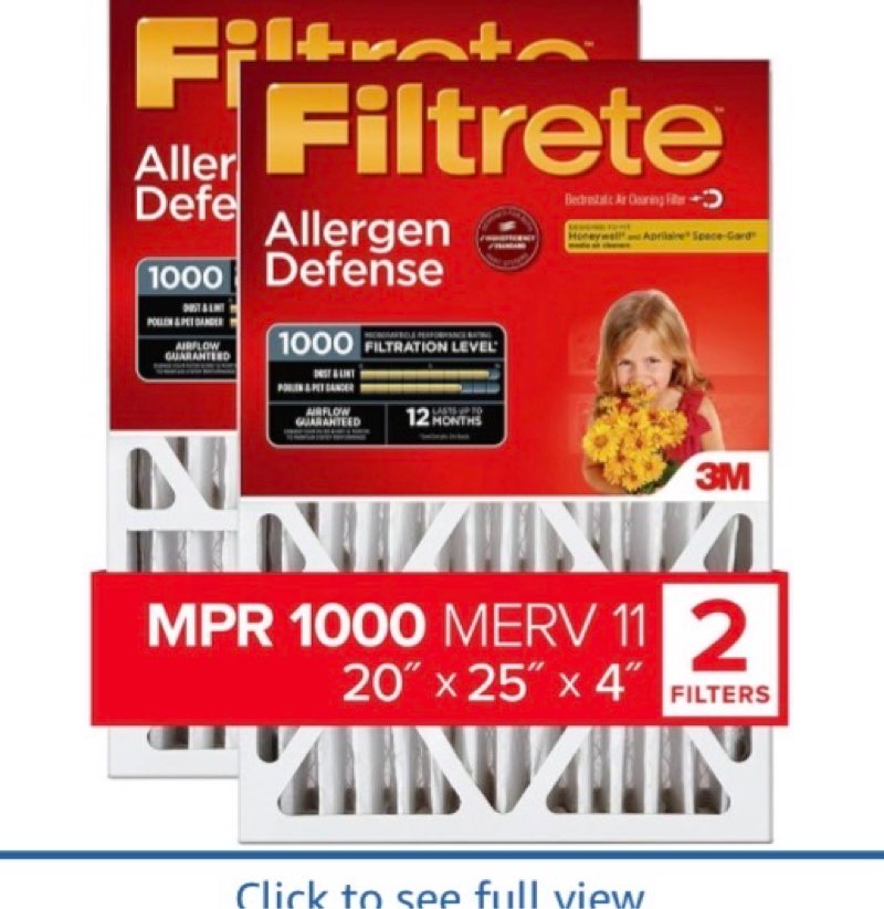 filtrete 20x25x4 air filter merv 11, mpr 1000 micro allergen defense 4-pack, fits honeywell & aprila