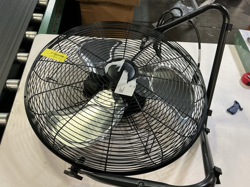 Condition photo showing As Is for utilitech 20-in high velocity indoor floor fan, in black
