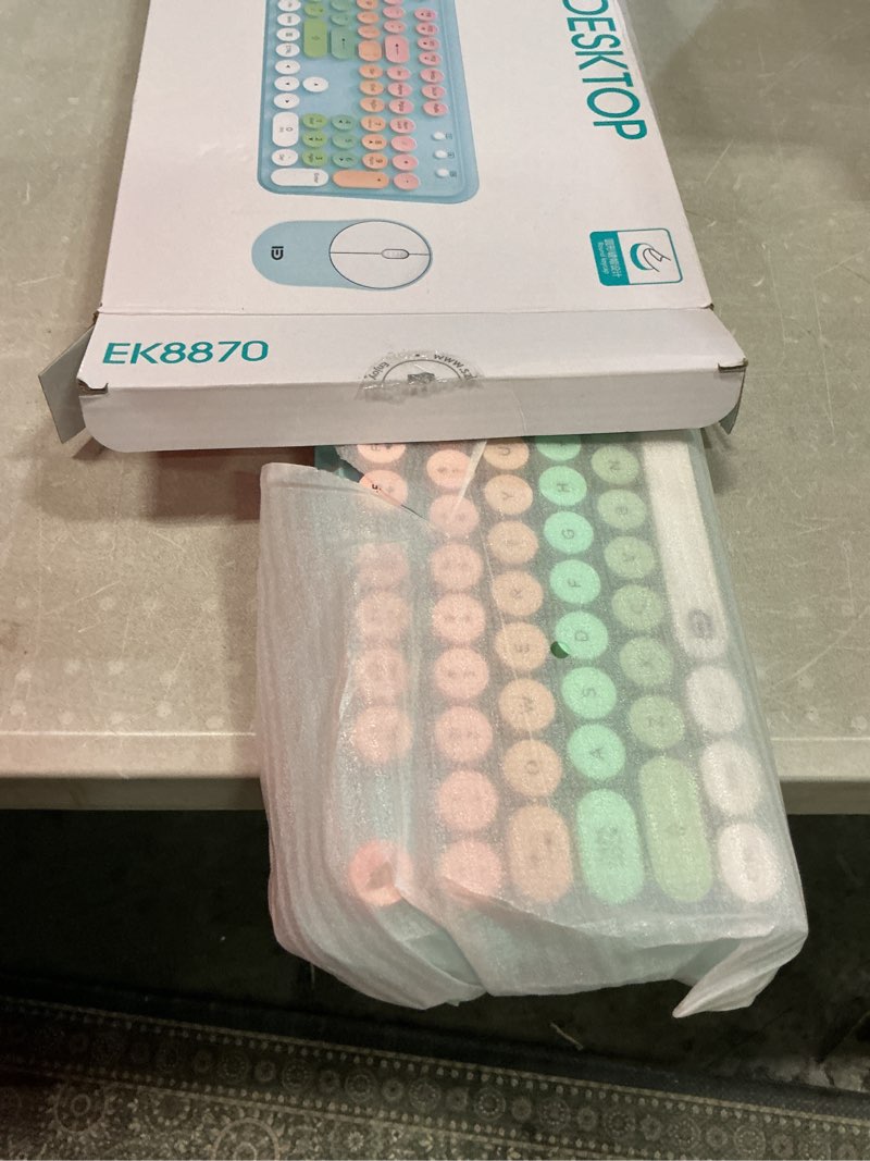 Condition photo showing Good Condition for fd 2.4ghz wireless keyboard and mouse set with switch button - full-size keyboard - compatible for windows/laptop/pc/notebook/smart tv and more - blue white colorful ek8870 blue white colorful