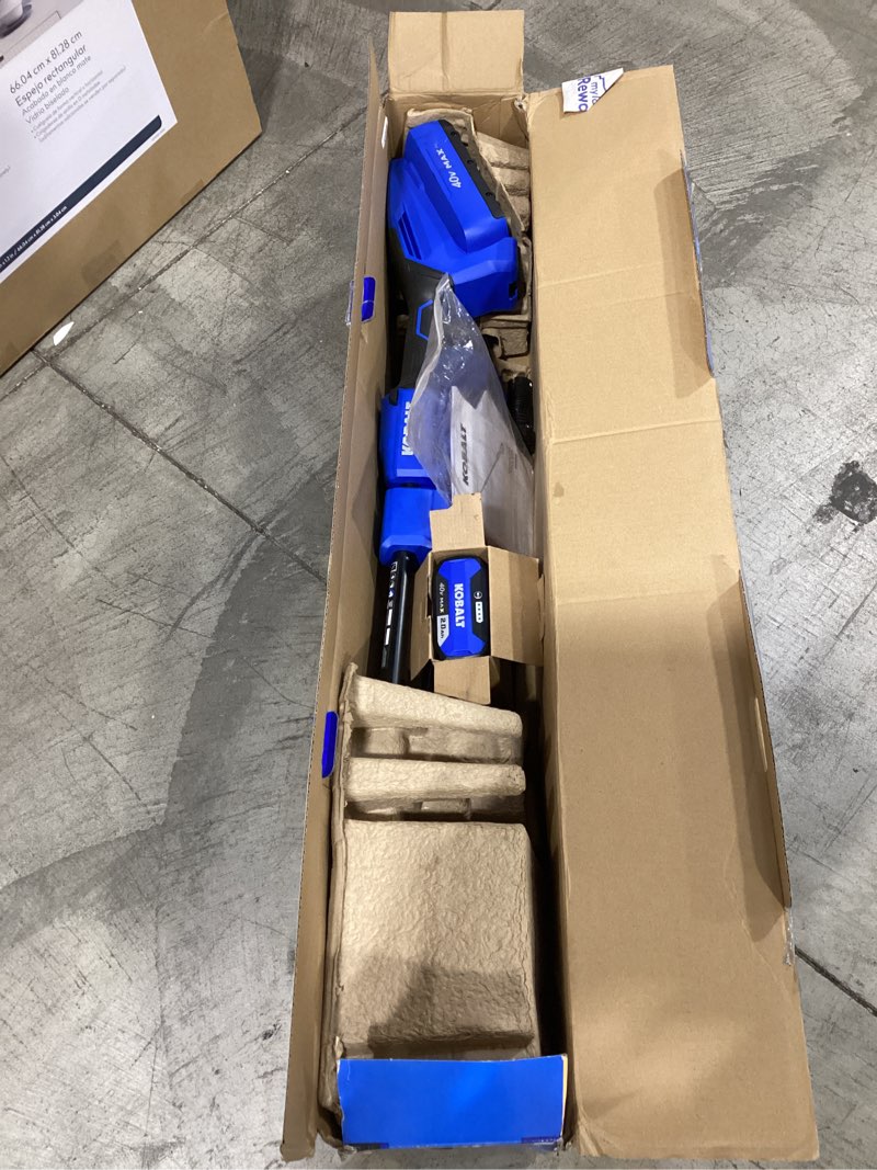 Condition photo showing As Is for kobalt gen4 40-volt 10-in 2 ah battery pole saw (battery included)