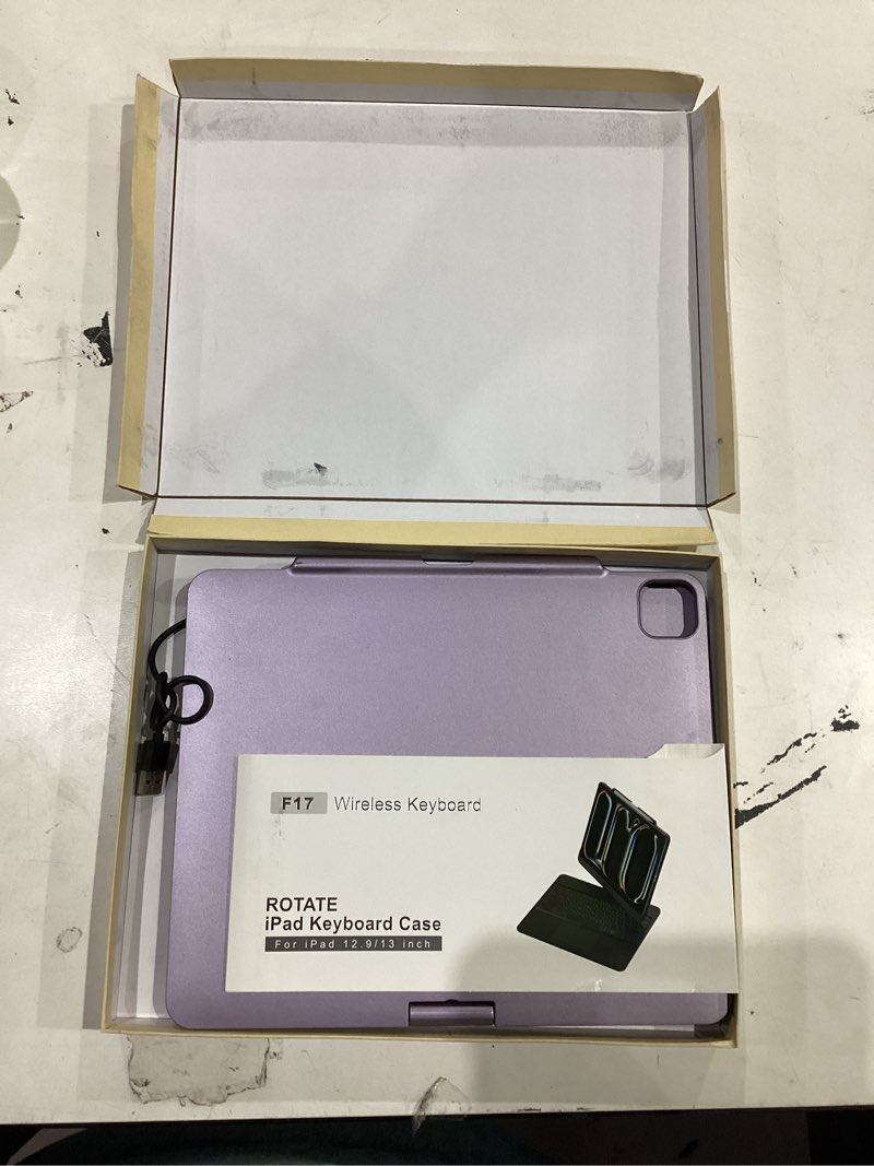 Condition photo showing Good Condition for babg keyboard case for ipad air 13 inch(m3/m2)&ipad pro 13(m5/m4),ipad pro 12.9(6th/5th /4th/3rd gen) case with keyboard,360° rotatable,toupad,backlits,pencil charging-midlight purple midnight purple