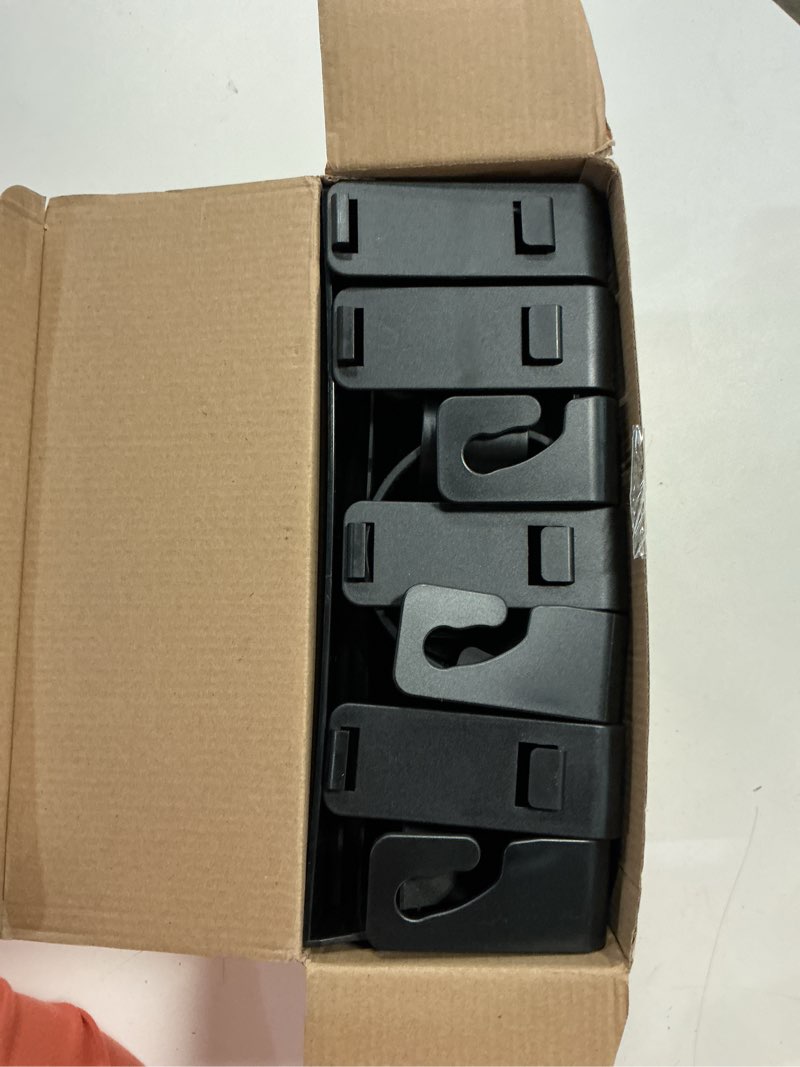 Condition photo showing New/Like New for car headrest backseat organizer with cup holder, 3 in 1 storage box organizer & hooks for car, for hold phone, snacks, drinks, handbag, compatible with most vehicles black 2pcs