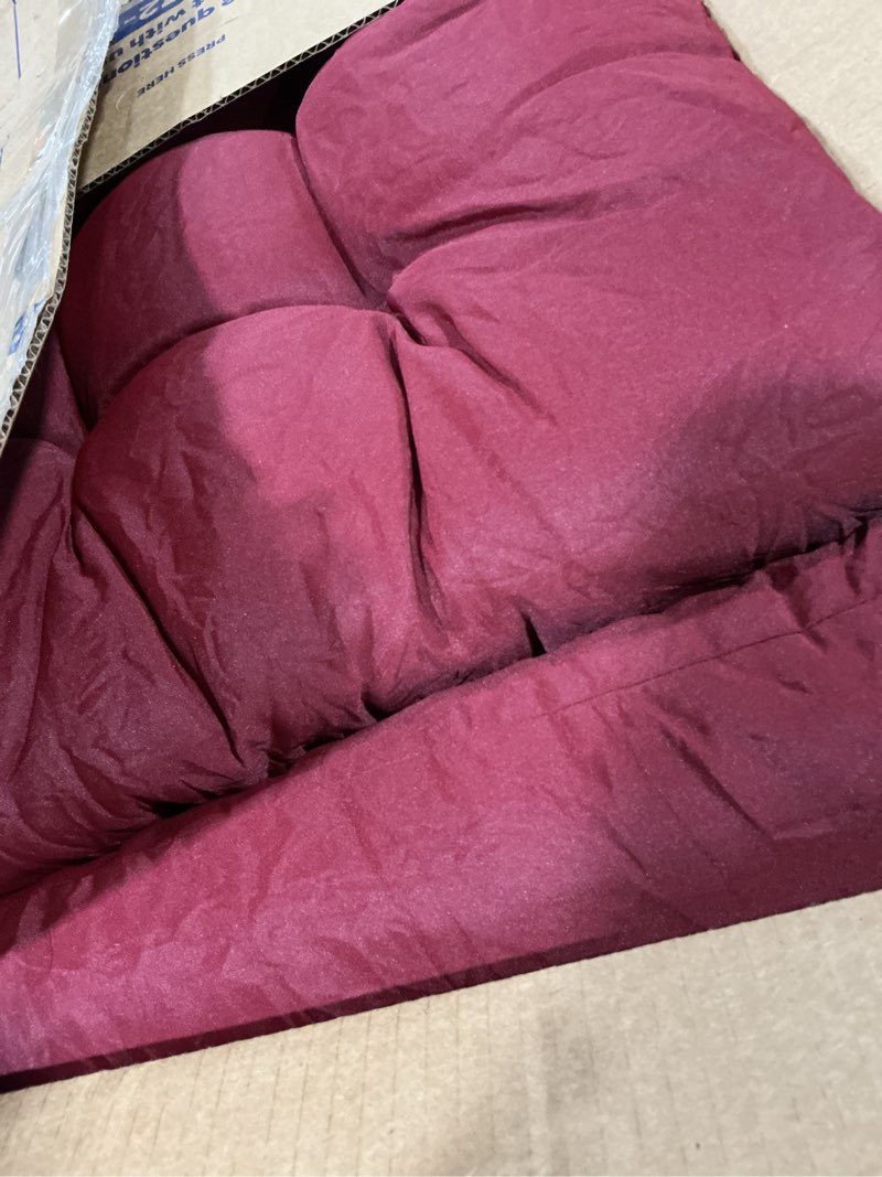 Condition photo showing Good Condition for magic elephant wicker chair cushions, indoor outdoor memory foam wicker furniture cushion set of 5, 1 loveseat and 2 u-shape and 2 long water-repellent cushions for patio furniture (burgundy)