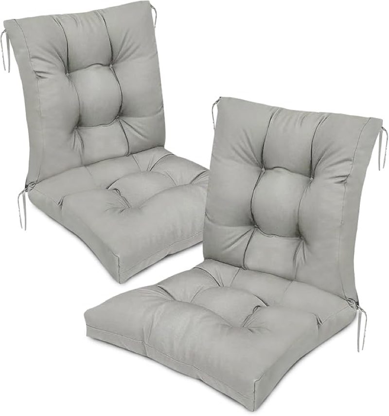 outdoor wicker chair cushions set of 2 solid fluffy patio chair cushion high back waterproof patio rocking chair replacement pads for outdoor furniture dark grey 41.7\"*20.8\"*3.9\"