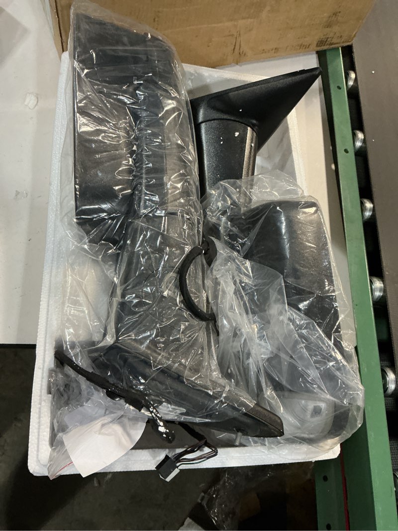 Condition photo showing New/Like New for Smoked Power Heated Tow Mirrors Compatible with 2009-2018 Dodge Ram 1500, 2010-2018 2500 3500, 2019-2024 1500 Classic Flip Up Extended Trailer Towing Side Mirrors with Puddle Light, Chrome Housing Chrome Housing Smoked Lens