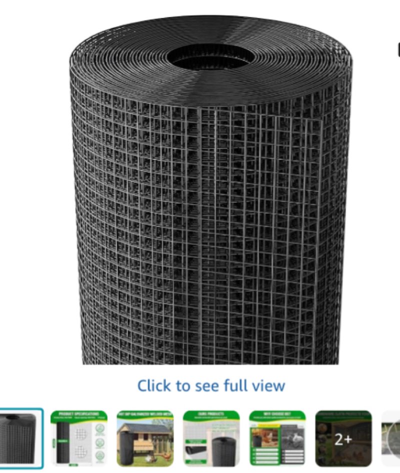 dynabyte vinyl coated black hardware cloth 1/2 inch 24 x 100 ft 19 gauge, rust and corrosion resistant, easy to bend simple installation, chicken wire mesh, garden fence, gopher wire cloth