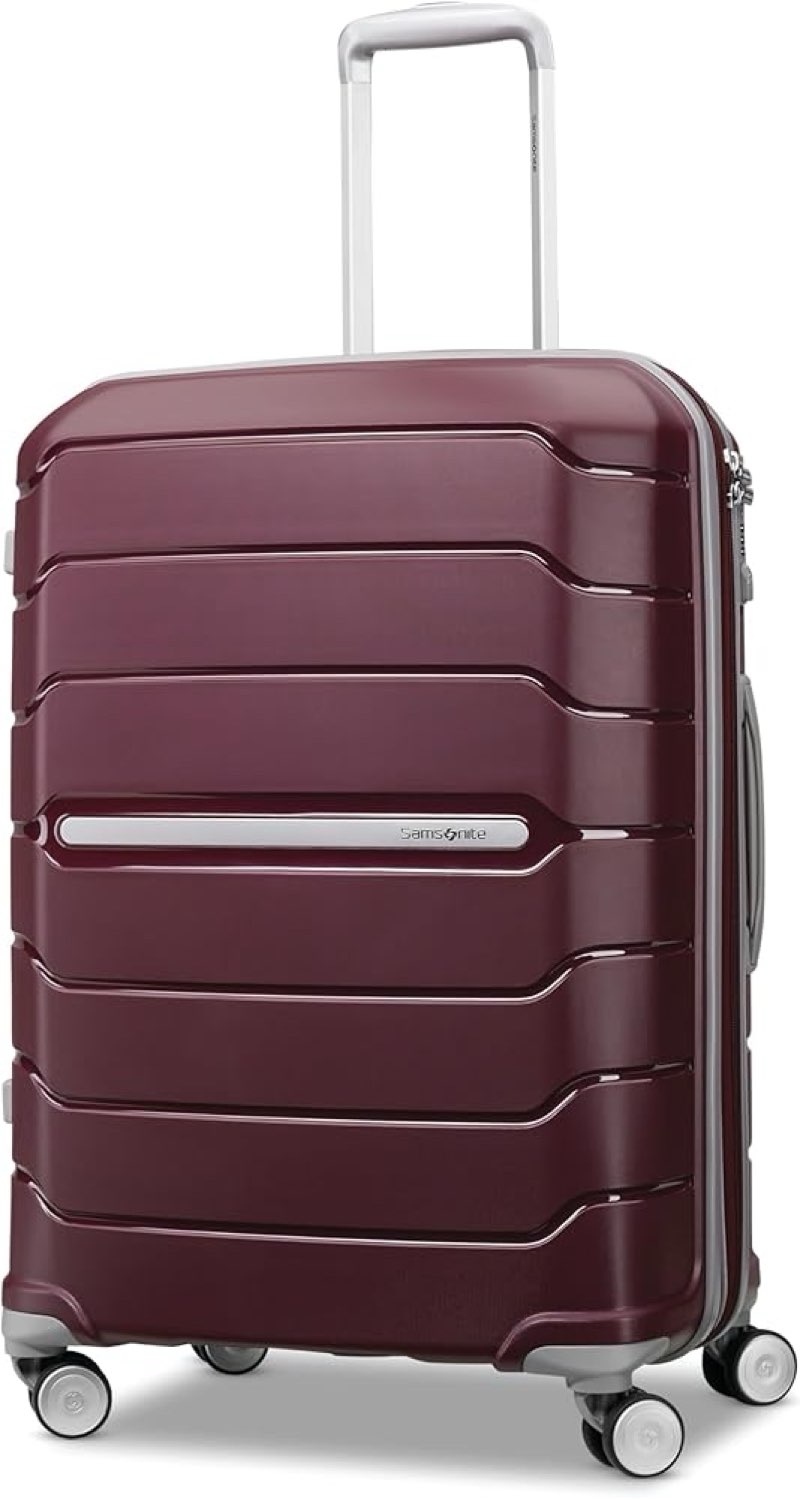 samsonite freeform hardside expandable with double spinner wheels, merlot, checked-medium 24-inch checked-medium spinner merlot