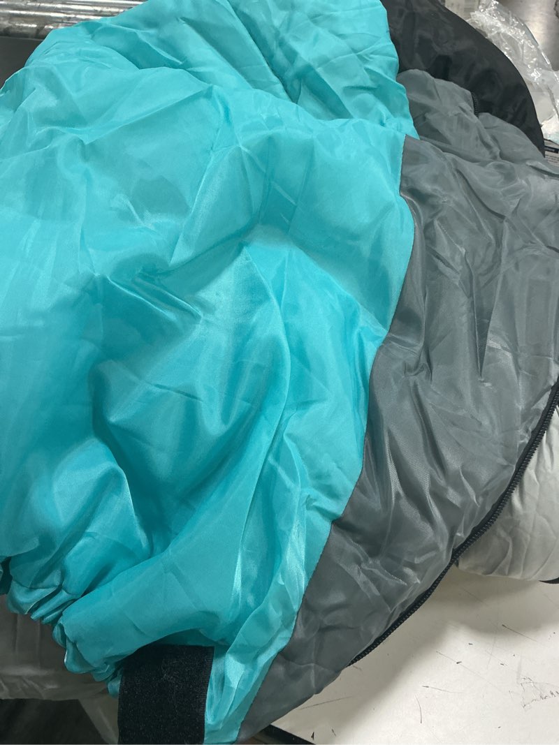 Condition photo showing As Is for summit sleeping bag - 3 seasons for adults kids boys girls camping hiking - warm cold weather lightweight portable with compression bag for backpacking in spring, summer, fall and winter