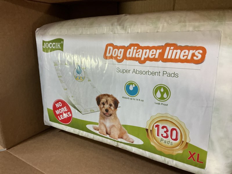 Condition photo showing Good Condition for dog diaper liners 130ct super soft and absorbent dog diaper booster pads for male dog belly bands or female dog diapers(x-large, 130pcs) x-large 130.0