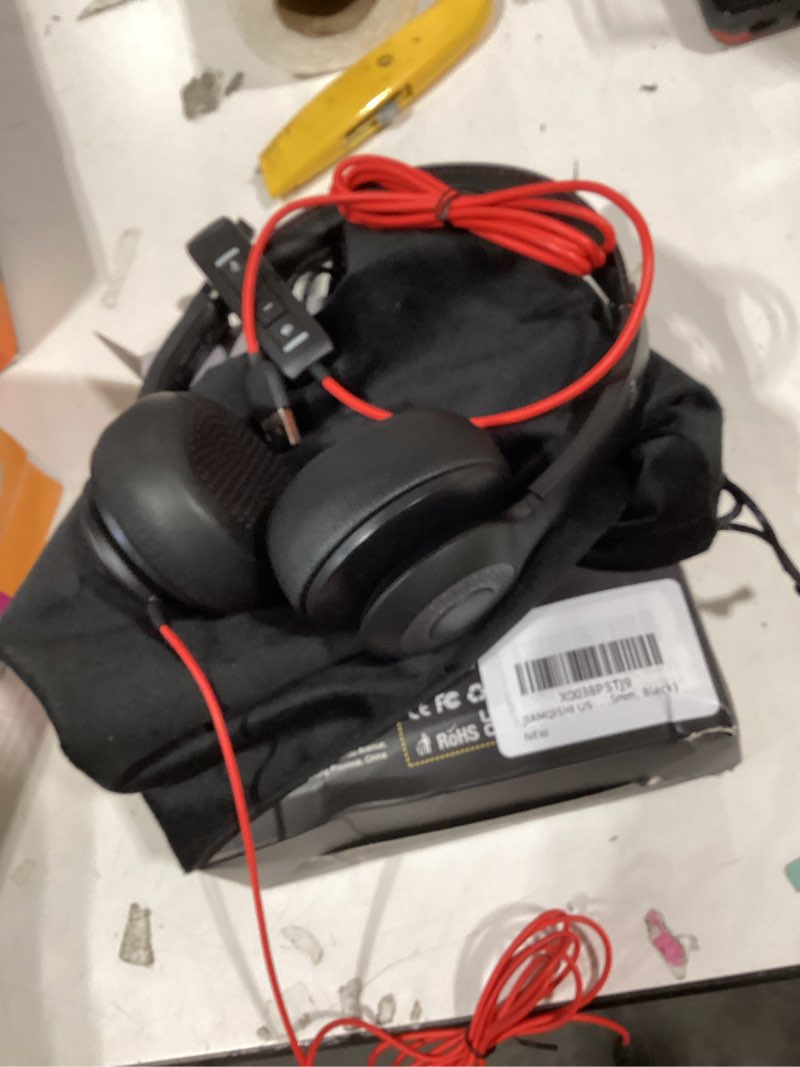 Condition photo showing Good Condition for USB Headset with Microphone for PC, On-Ear Computer Laptop Headphones with Noise Cancelling Microphone in-line Control for Home Office Online Class Skype Zoom (USB+3.5mm, Black) USB+3.5mm Black